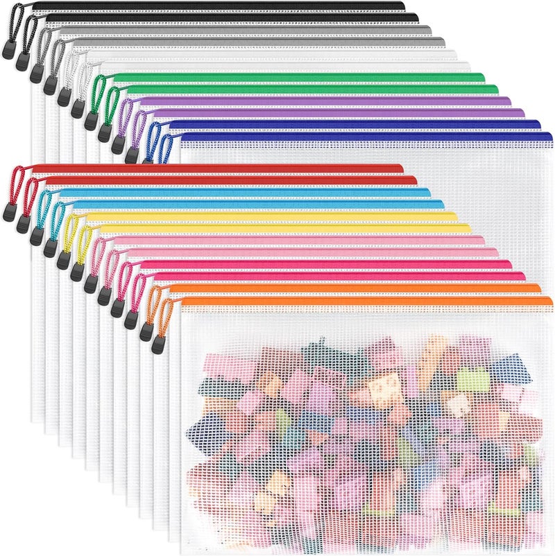 Umriox 24 Pack 12 Colors Zipper Pouches for Organizing, Letter Size, A4 Size, Zipper Bags for Puzzles & Board Game Storage, Office Supplies Travel Toiletries - Image 1