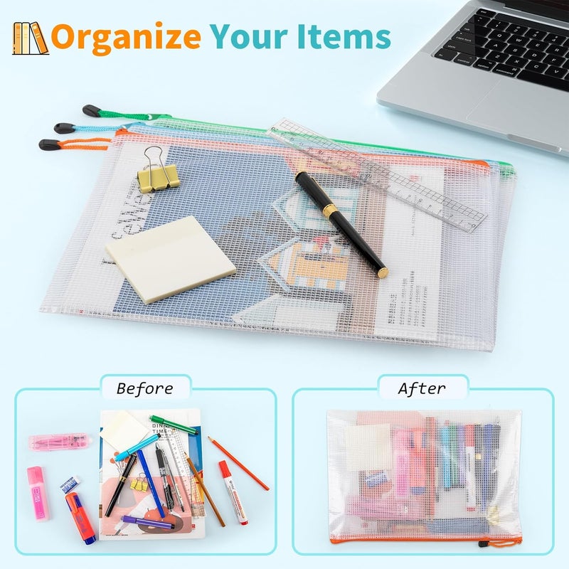Umriox 24 Pack 12 Colors Zipper Pouches for Organizing, Letter Size, A4 Size, Zipper Bags for Puzzles & Board Game Storage, Office Supplies Travel Toiletries - Image 4
