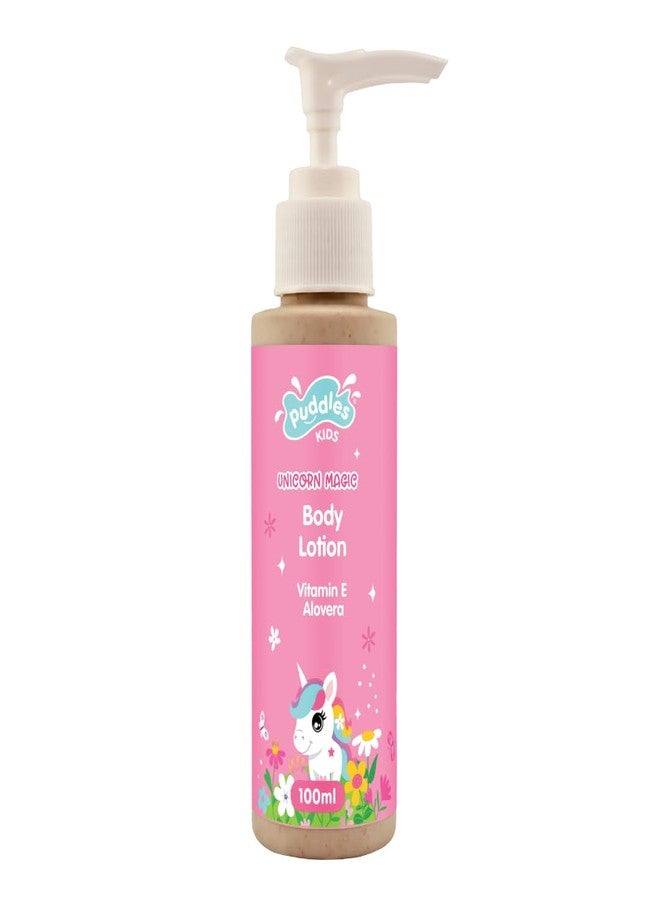 Puddles Kids Unicorn Magic Lotion (100 ML) | Non-Sticky & Fast-Absorbing | For Dry, Oily & Sensitive Skin | Aloe Vera, Vitamin E, Vanilla & Honeysuckle | Hydrates, Soothes & Nourishes - Image 1