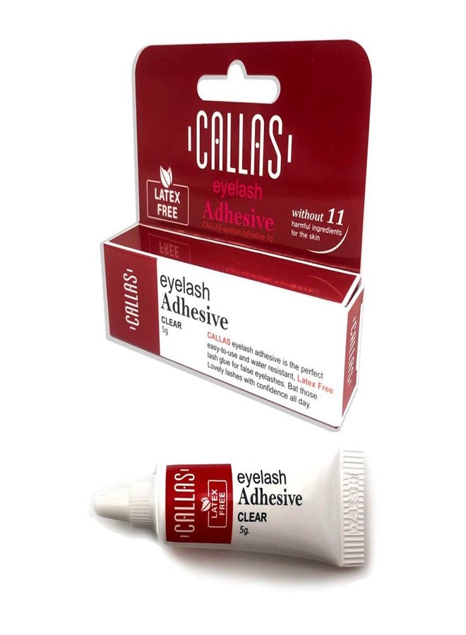 CALLAS Eyelash Glue, Latex Free Adhesive Lash Glue for False Eyelashes, Hold Strong, Waterproof, Easy to Use Callas Clear Adhesive (Clear 5g x 2 Packs) - Image 1