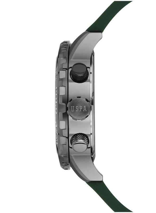 U.S. Polo Assn. U.S. Polo Assn. Men's USPA1026-11 45mm Classic Green Watch with Elegant White Markers & Luxurious Silcone Strap - Perfect for Formal & Daily Wear  - Image 2