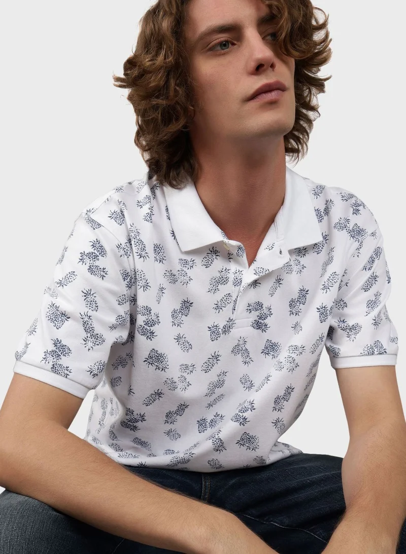 امريكان ايجل Printed Pique Polo Shirt