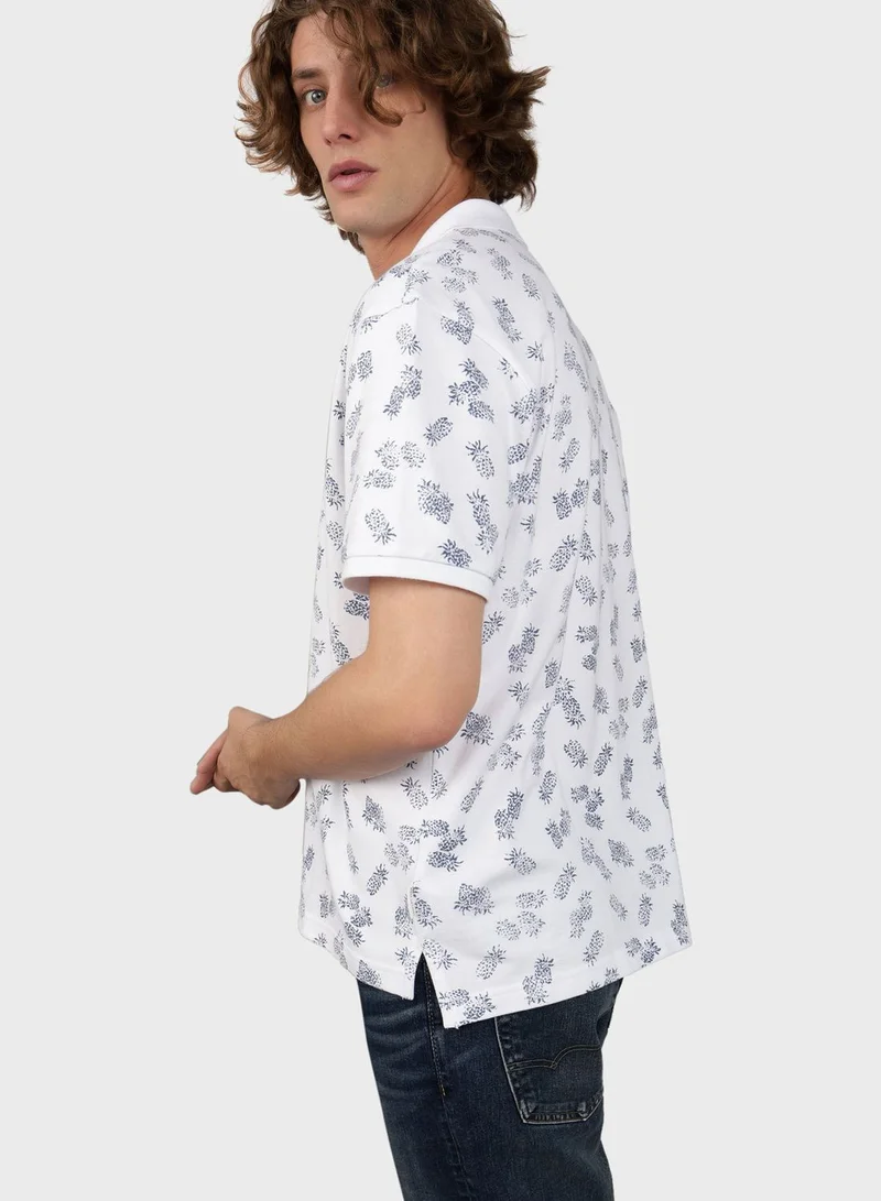 امريكان ايجل Printed Pique Polo Shirt
