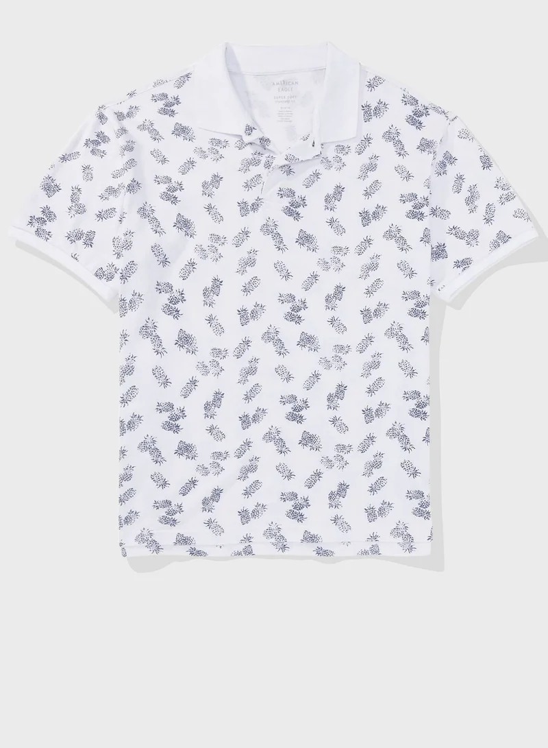 امريكان ايجل Printed Pique Polo Shirt