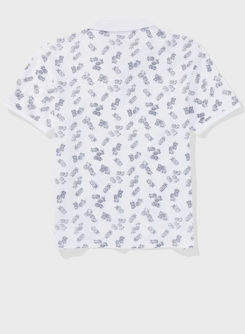 امريكان ايجل Printed Pique Polo Shirt