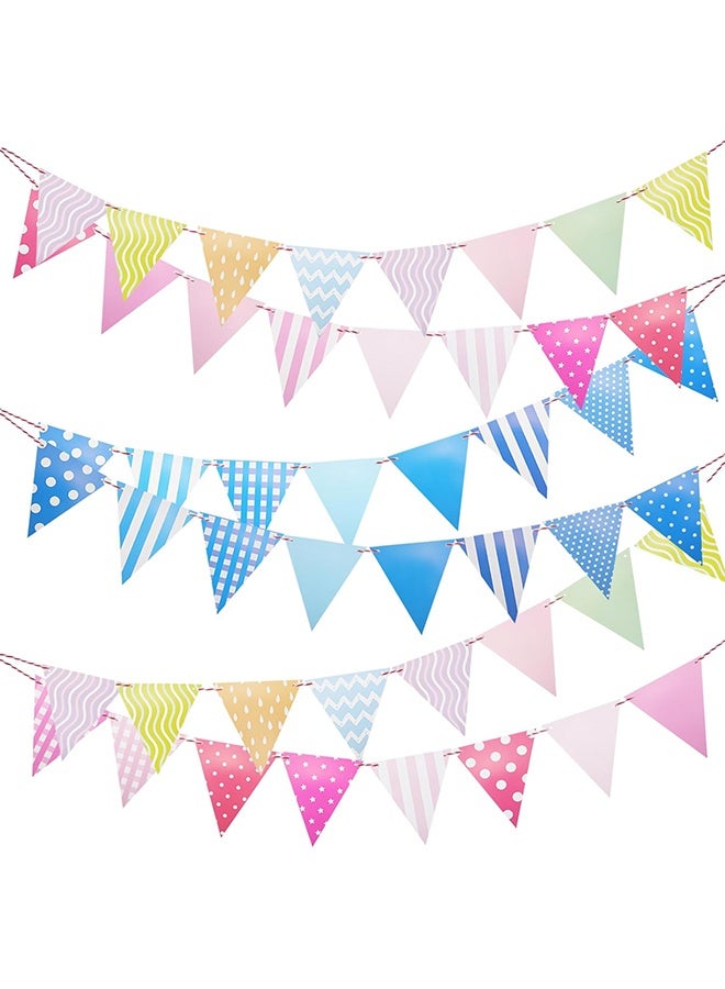 GIFT 72pcs Colorful Pennant Banner Flags, 98ft Pastel Bunting Pennant Flag for Classroom Decor, Multicolor Triangle Banners for Birthday Party Easter Carnival Decorations (6 Strings) - Image 1