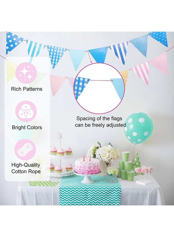 GIFT 72pcs Colorful Pennant Banner Flags, 98ft Pastel Bunting Pennant Flag for Classroom Decor, Multicolor Triangle Banners for Birthday Party Easter Carnival Decorations (6 Strings) - Image 2