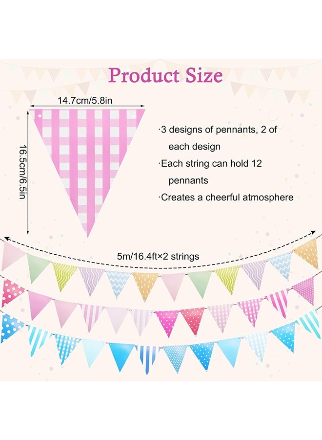 GIFT 72pcs Colorful Pennant Banner Flags, 98ft Pastel Bunting Pennant Flag for Classroom Decor, Multicolor Triangle Banners for Birthday Party Easter Carnival Decorations (6 Strings) - Image 3