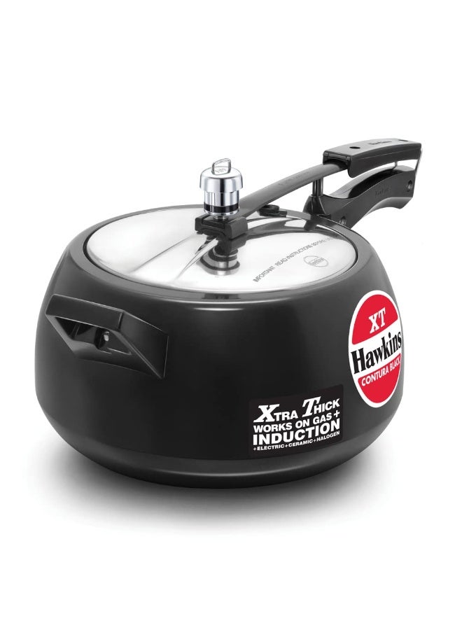 هوكينز قدر ضغط Hawkins Contura Black XT سعة 5 لتر، مزود بغطاء داخلي مؤكسد صلب، متوافق مع مواقد الحث الحراري، لون أسود - Image 1