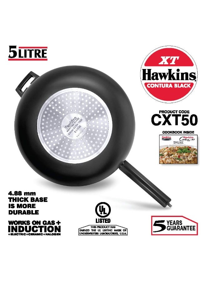 هوكينز قدر ضغط Hawkins Contura Black XT سعة 5 لتر، مزود بغطاء داخلي مؤكسد صلب، متوافق مع مواقد الحث الحراري، لون أسود - Image 3