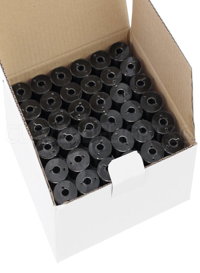 CleverDelights Black Size A (Class 15) Prewound Bobbins - 144 Pack - Black 60Wt Polyester Thread - SA156 Replacement - Style A Bobbins - Image 1