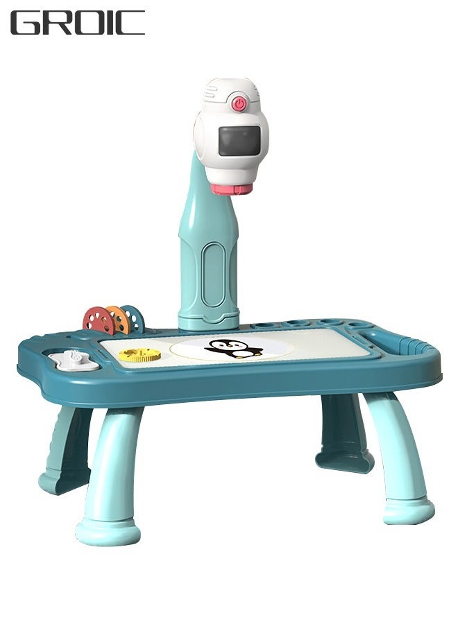 جرويك طاولة رسم بروجكتور للأطفال، مجموعة لوحة طاولة الرسم، ألعاب رسم تعليمية، لعبة جهاز عرض التتبع والرسم، لوحة رسم ذكية، جهاز عرض فني للأطفال - Image 1
