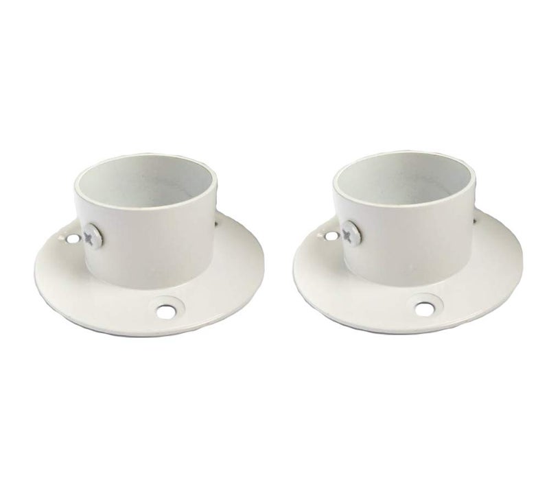 حامل قضيب خزانة من الفولاذ المقاوم للصدأ NELXULAS ثقيل الوزن لدعم ستارة الدش نهاية الحامل مقبس حامل قضيب خزانة قابل للتعديل سهولة التركيب 2 بوصة أبيض