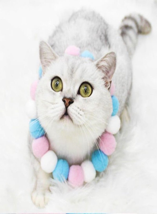 Balacoo 4 Pcs Pet Collar & Necklace Set - Dog & Cat Collar Accessories - Custom Collars - Pom Pom & Beaded Elastic Rope - Assorted Colors - 55x55cm - Image 3