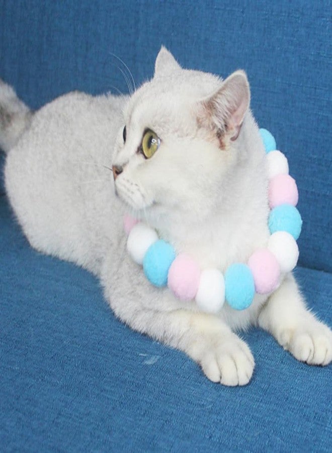 Balacoo 4 Pcs Pet Collar & Necklace Set - Dog & Cat Collar Accessories - Custom Collars - Pom Pom & Beaded Elastic Rope - Assorted Colors - 55x55cm - Image 5