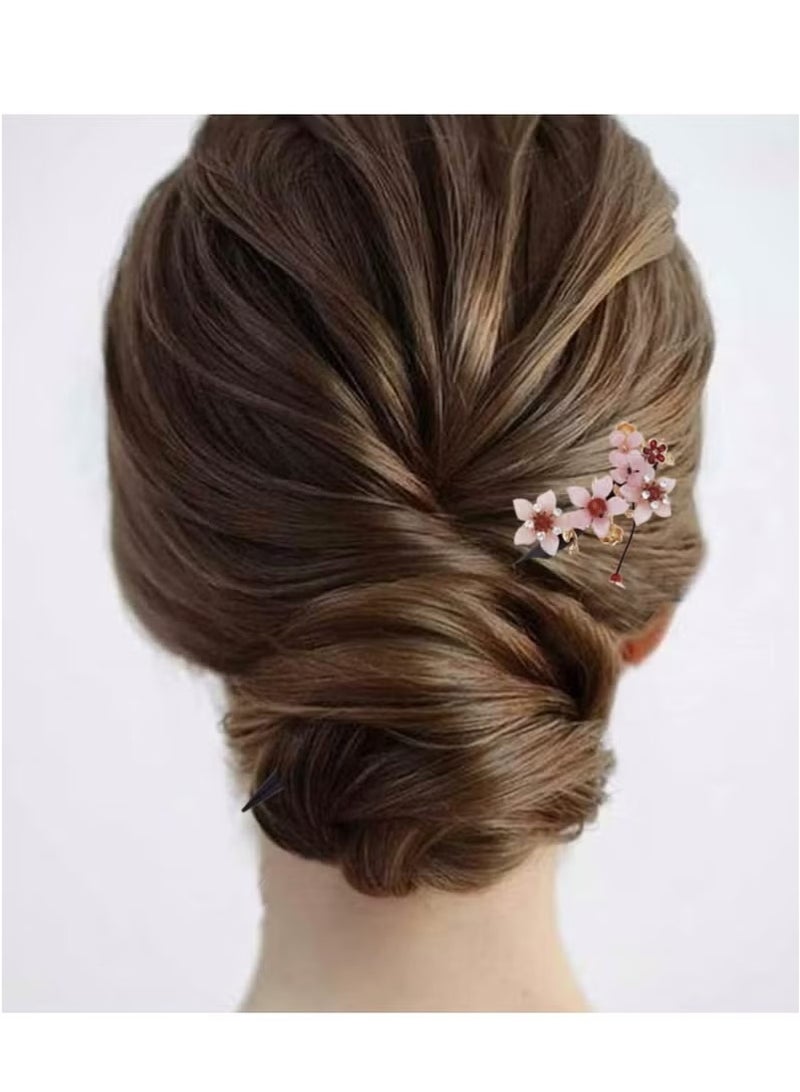 3 PACK Chinese Flower Hair Sticks Vintage Wooden Hair Pin Chinese Style Handmade Headpiece for Women Girls - Image 3