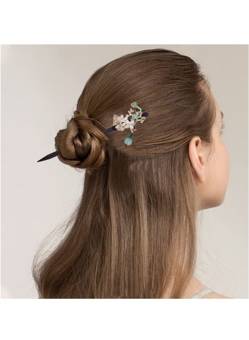 3 PACK Chinese Flower Hair Sticks Vintage Wooden Hair Pin Chinese Style Handmade Headpiece for Women Girls - Image 5