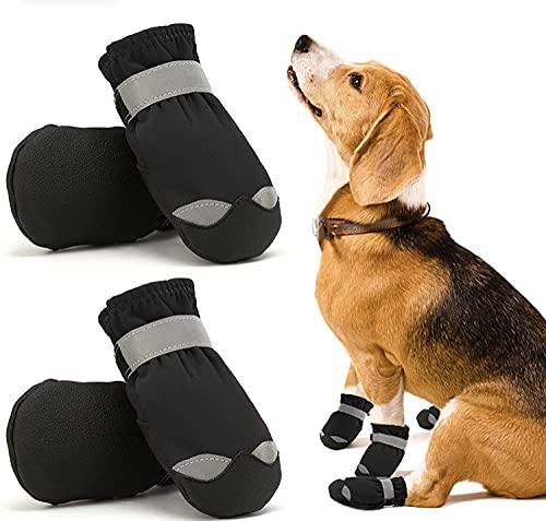 KUTKUT Dog Shoes for Small Breed Dogs|Pack of 4pcs Anti Skid Paw Protector for Hot Summer for Shih Tzu,Pug,King Charls etc|Pet Booties with Reflective Straps & Non-Slip Sole|Lightweight Shoes(Size:4) - Image 3