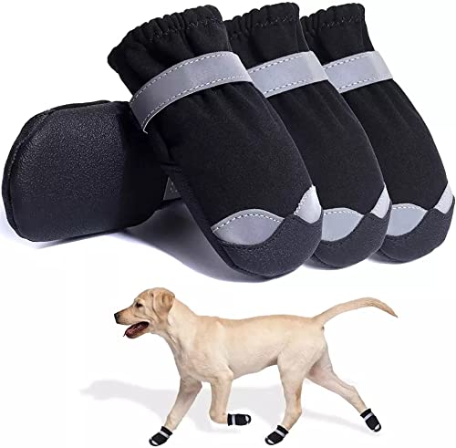 KUTKUT Dog Shoes for Small Breed Dogs|Pack of 4pcs Anti Skid Paw Protector for Hot Summer for Shih Tzu,Pug,King Charls etc|Pet Booties with Reflective Straps & Non-Slip Sole|Lightweight Shoes(Size:4) - Image 1