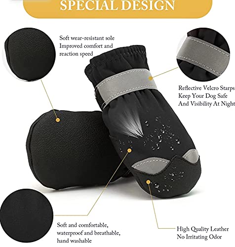 KUTKUT Dog Shoes for Small Breed Dogs|Pack of 4pcs Anti Skid Paw Protector for Hot Summer for Shih Tzu,Pug,King Charls etc|Pet Booties with Reflective Straps & Non-Slip Sole|Lightweight Shoes(Size:4) - Image 5