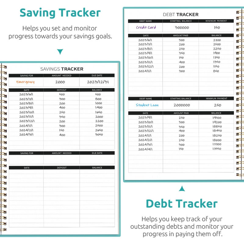 Taja Budget Planner - Monthly Budget Book with Expense Tracker Notebook, Undated Bill Organizer & Finance Planner to Take Control of Your Money, Account Book to Manage Your Finances-Blue - Image 5