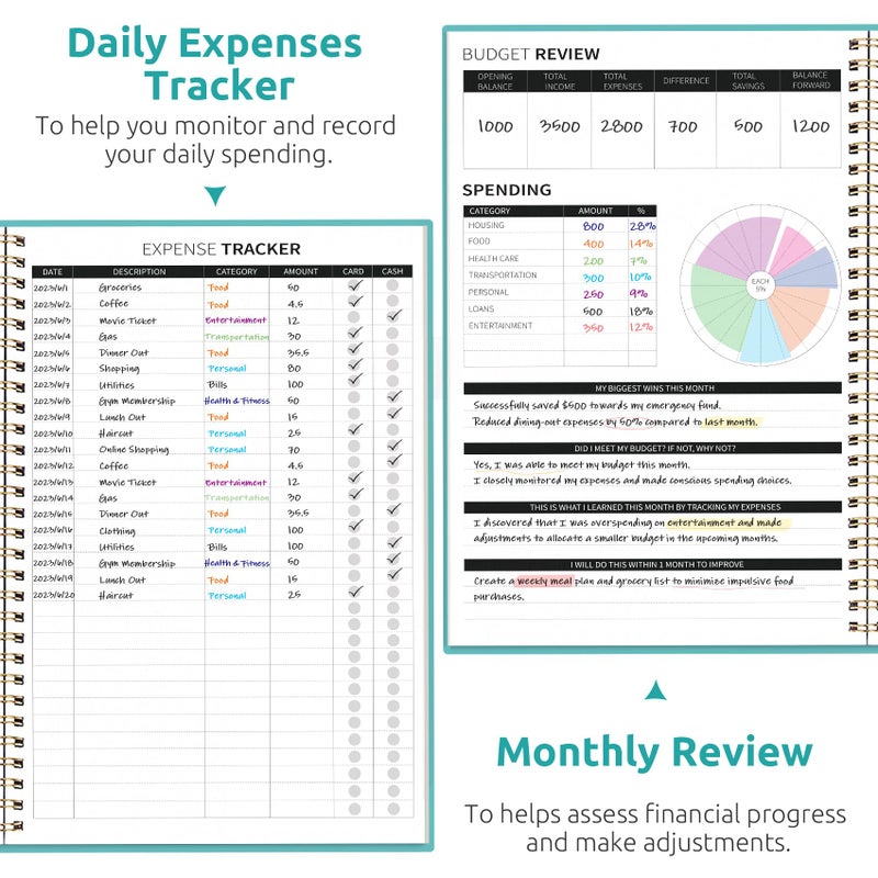 Taja Budget Planner - Monthly Budget Book with Expense Tracker Notebook, Undated Bill Organizer & Finance Planner to Take Control of Your Money, Account Book to Manage Your Finances-Blue - Image 4
