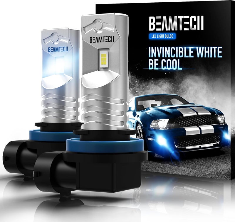 BEAMTECH H8 Fog Light Bulb,6500K White 1:1 Size Super Bright Non-Polarity of 2 - Image 1