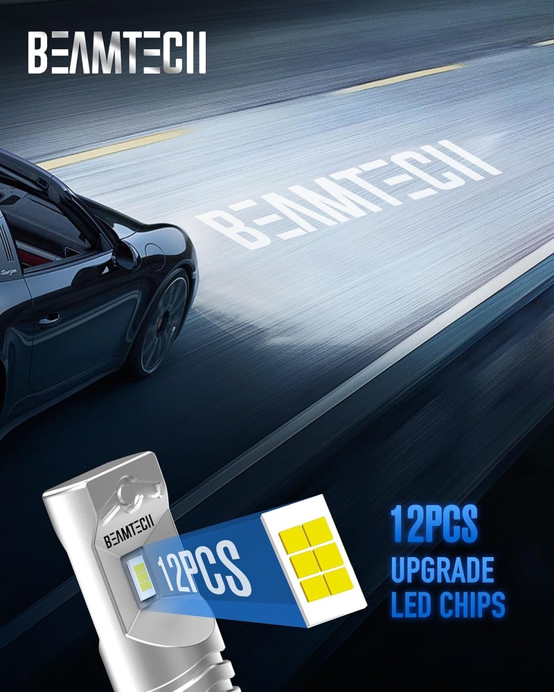 BEAMTECH H8 Fog Light Bulb,6500K White 1:1 Size Super Bright Non-Polarity of 2 - Image 3