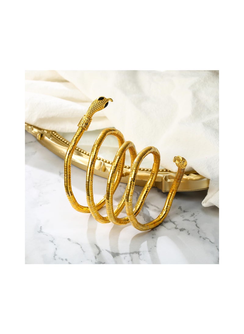 KASTWAVE - Bendable Snake Bracelet Earrings Set, Flexible Snake Bracelet Punk Snake Choker Gold Long Dangle Serpent Earrings Curved Snake Shaped Ear Studs for Hollween Party Jewelry - Image 1