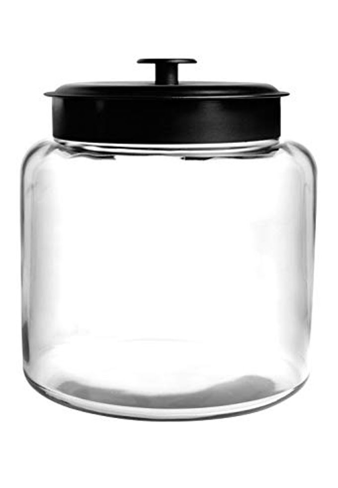 Anchor Hocking Montana 1.5 Gallon Glass Jar with Lid, Black Metal Lid