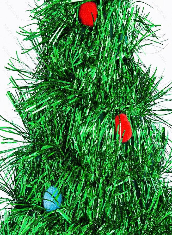 AUOCATTAIL Christmas Theme Green Tinsel Glitter Golden Five-pointed Star Christmas Tree Hats Christmas Holiday Novelty Party Costume Decoration Hat for Adults Kids - Image 4