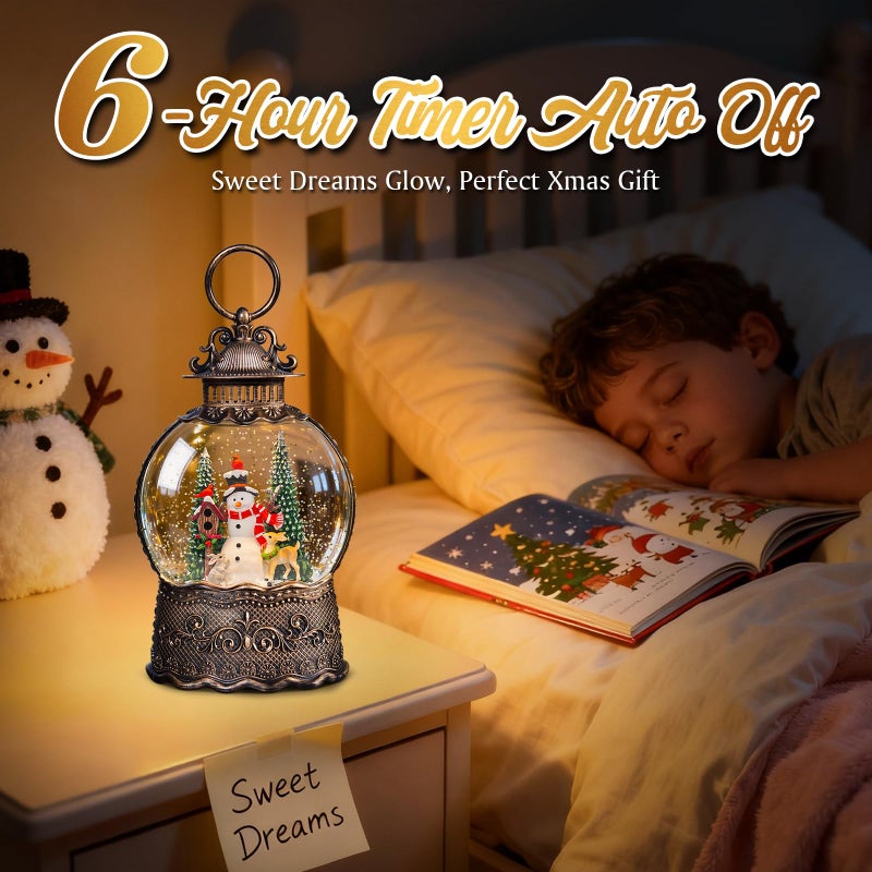 Nature's porter Snowman Christmas Snow Globes, 10.24" Electric Light up Snow Globe Christmas, 8 Festive Songs 6H Timer & Dual Power, Musical Snowglobes Christmas Decorations Indoor Xmas Snowglobe Ornament - Image 4