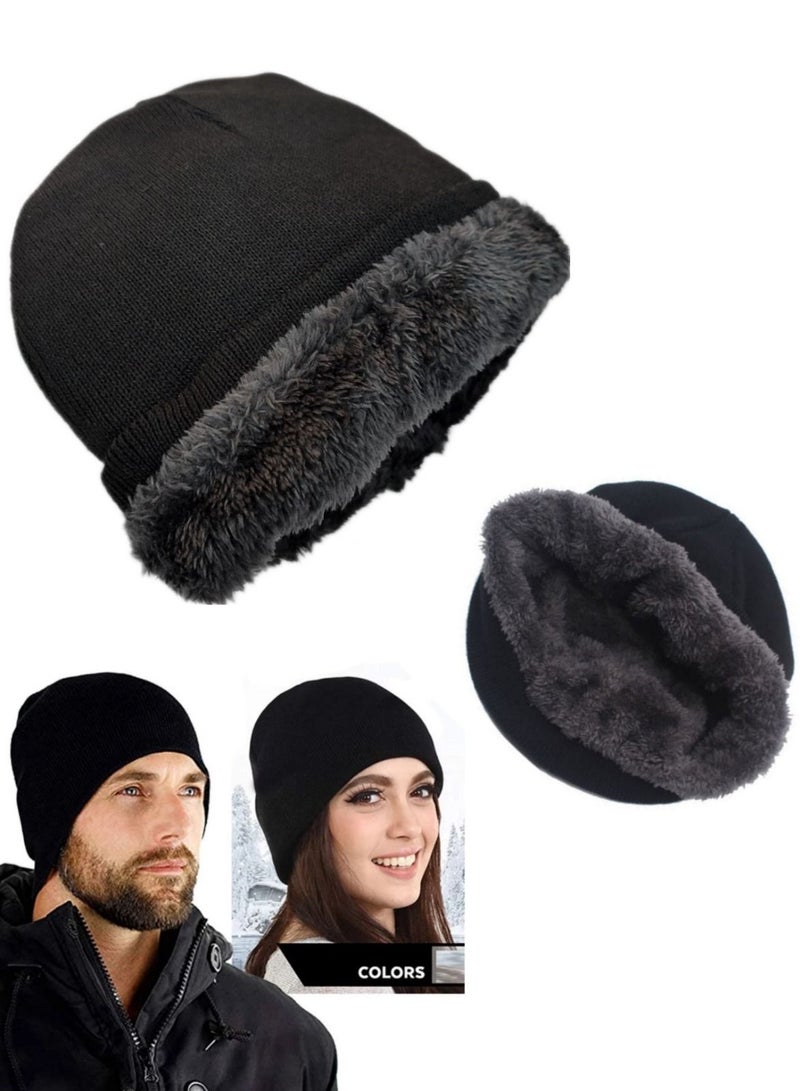 Winter wool Head unisex ice cap beanie baded with fur - Image 1
