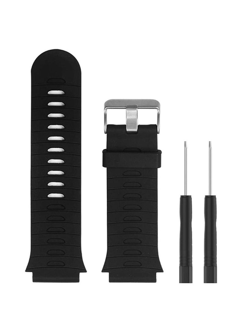 Soft Silicone Replacement Strap Band Women Men Compatible with Garmin Forerunner 920xt Watch (Black) - Image 1