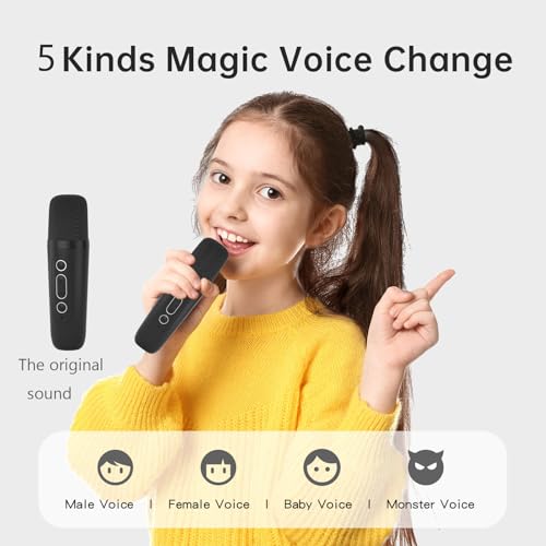 DRSYXCS Portable Karaoke Machine with 2 Wireless Microphones, Mini Bluetooth Speaker with LED Lights 5 Sound Modes, Small Home Party Toy for Kids Teens Adults, Ideal Gift for Ages 3-12 - Image 3