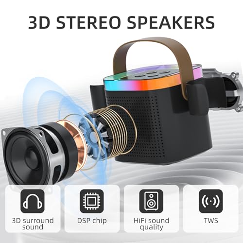 DRSYXCS Portable Karaoke Machine with 2 Wireless Microphones, Mini Bluetooth Speaker with LED Lights 5 Sound Modes, Small Home Party Toy for Kids Teens Adults, Ideal Gift for Ages 3-12 - Image 4