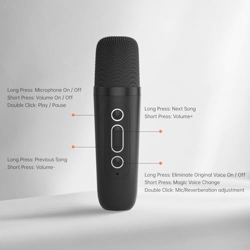 DRSYXCS Portable Karaoke Machine with 2 Wireless Microphones, Mini Bluetooth Speaker with LED Lights 5 Sound Modes, Small Home Party Toy for Kids Teens Adults, Ideal Gift for Ages 3-12 - Image 5