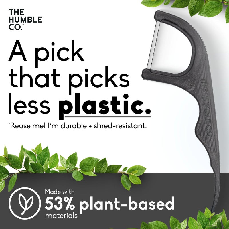 The Humble Co. Floss Picks (200 Count) â€“ Plant Based Dental Floss Picks for Superior Oral Care, Dental Hygiene, and Gum Health, Cruelty Free Tooth Floss Picks (Charcoal, Double Thread) - Image 4