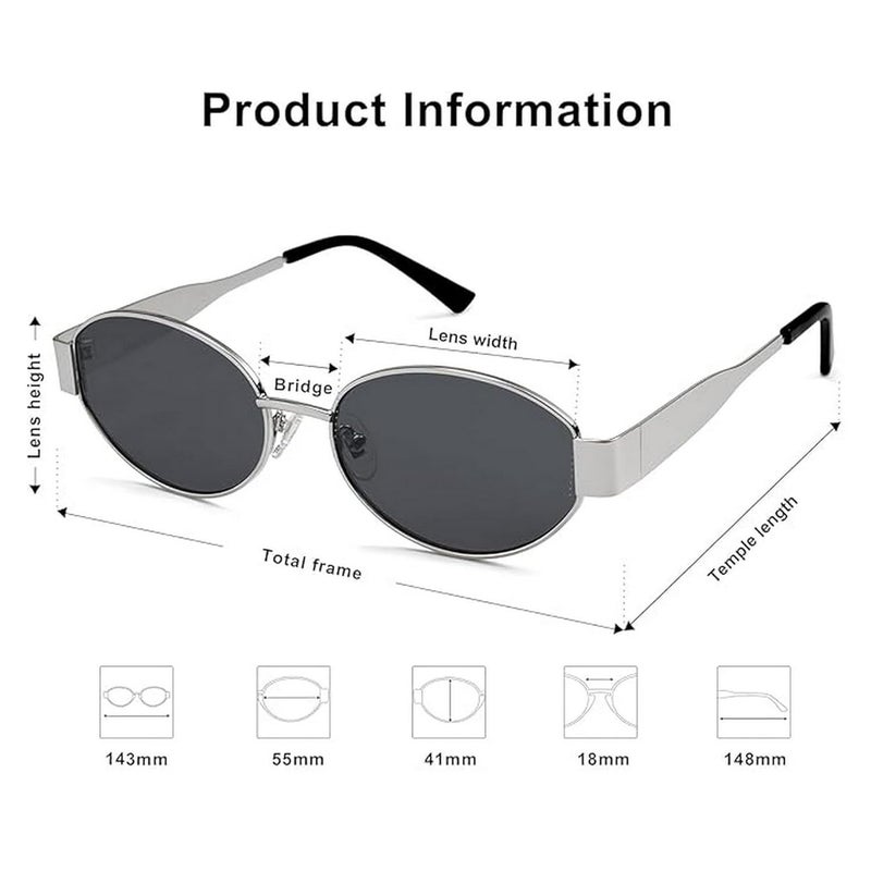 Dervin Fashionable Retro Oval Sunglasses for Women & Men | Trendy, Stylish & Classic 90s-Inspired Design | UV400 Protection & Durable Metal Frame - Image 5