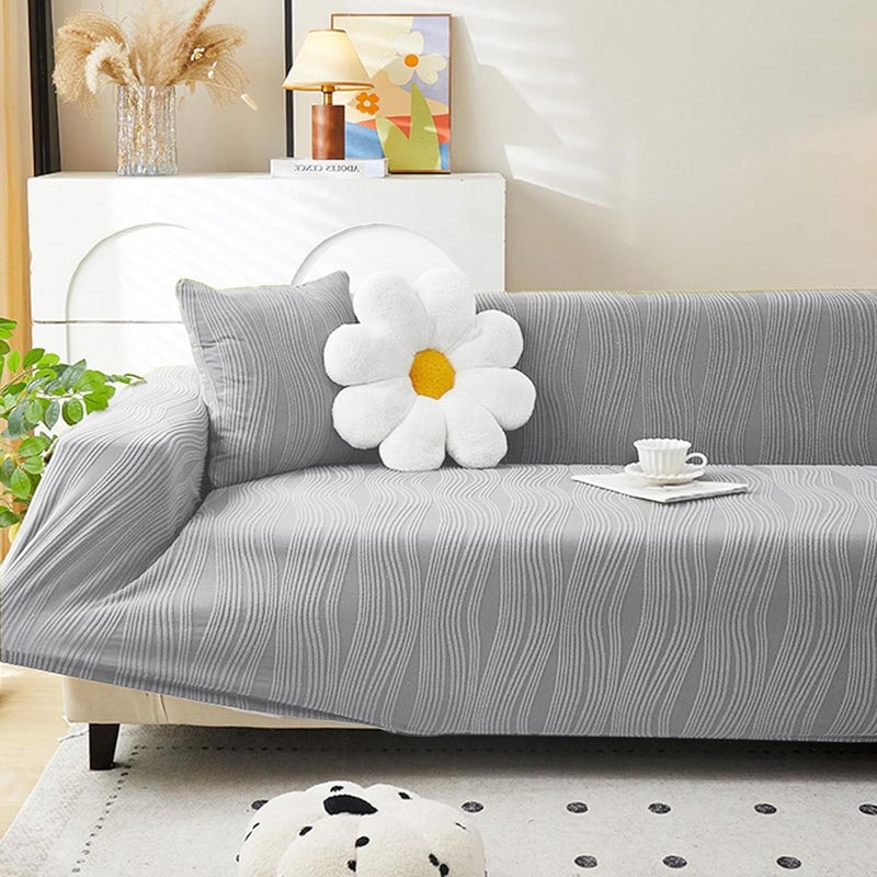 Thick Sofa Cover, Stretch Couch Cover, All-inclusive Stretch Anti-Slip Sofa Cover with Elastic Band, Furniture Protector for Dogs Pets Cats (Light grey, 190-230) - Image 5