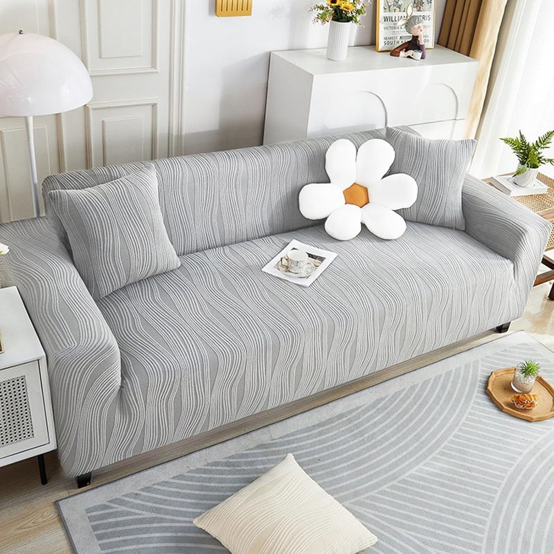 Thick Sofa Cover, Stretch Couch Cover, All-inclusive Stretch Anti-Slip Sofa Cover with Elastic Band, Furniture Protector for Dogs Pets Cats (Light grey, 190-230) - Image 2