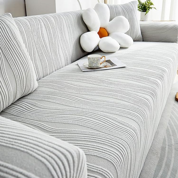 Thick Sofa Cover, Stretch Couch Cover, All-inclusive Stretch Anti-Slip Sofa Cover with Elastic Band, Furniture Protector for Dogs Pets Cats (Light grey, 190-230) - Image 3