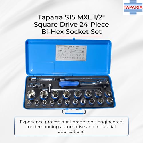 Taparia S15MXL 1/2 Inch Square Drive 24 Pc Socket Set,19-Piece Bihexagonal Sockets Plus 5-Piece Accessories | High Torque | Heavy Duty Automotive & Workshop Tool Kit - Image 2