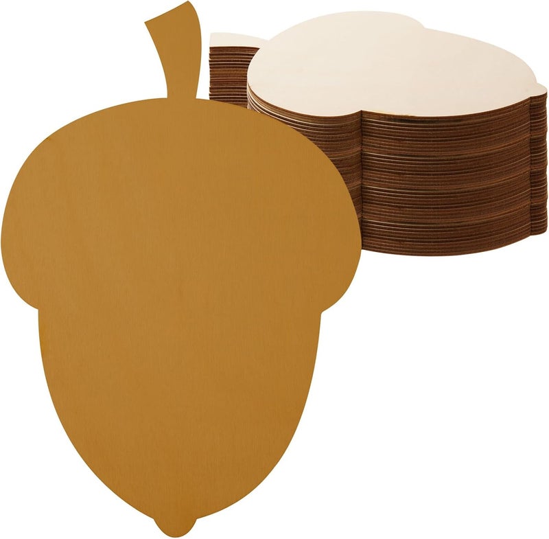 AWIZOM 12 Pcs Wooden Acorn Cutouts  Unfinished Wooden Acorn Shape Cutouts  Blank Wood Slices  Thanksgiving Signs  Ornaments for DIY Door Hanger Craft  Autumn Party Home Decorations 1181 x 827 Inch - Image 1