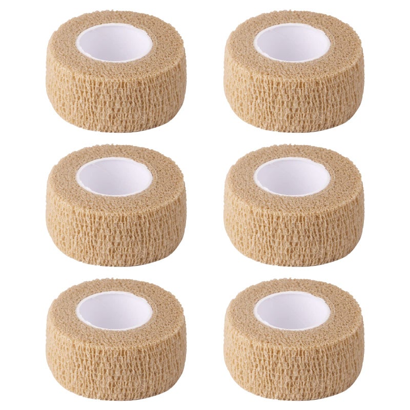 Golden Pearl 6pc-1 Inch Wide Skin Colour Elastic Self- Adhesive Bandage Finger Tape,Wrap Bandages, for Wrist and Ankle Sprains & Swelling - Image 1