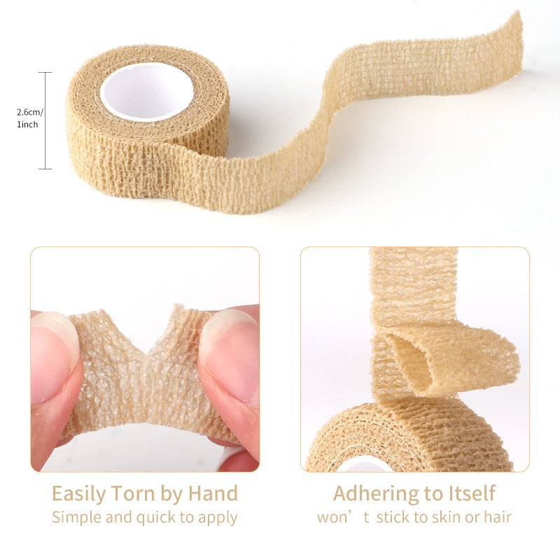 Golden Pearl 6pc-1 Inch Wide Skin Colour Elastic Self- Adhesive Bandage Finger Tape,Wrap Bandages, for Wrist and Ankle Sprains & Swelling - Image 2