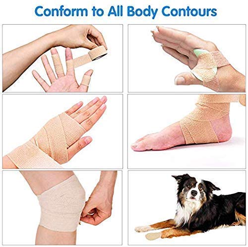 Golden Pearl 6pc-1 Inch Wide Skin Colour Elastic Self- Adhesive Bandage Finger Tape,Wrap Bandages, for Wrist and Ankle Sprains & Swelling - Image 3