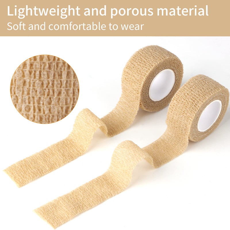 Golden Pearl 6pc-1 Inch Wide Skin Colour Elastic Self- Adhesive Bandage Finger Tape,Wrap Bandages, for Wrist and Ankle Sprains & Swelling - Image 4