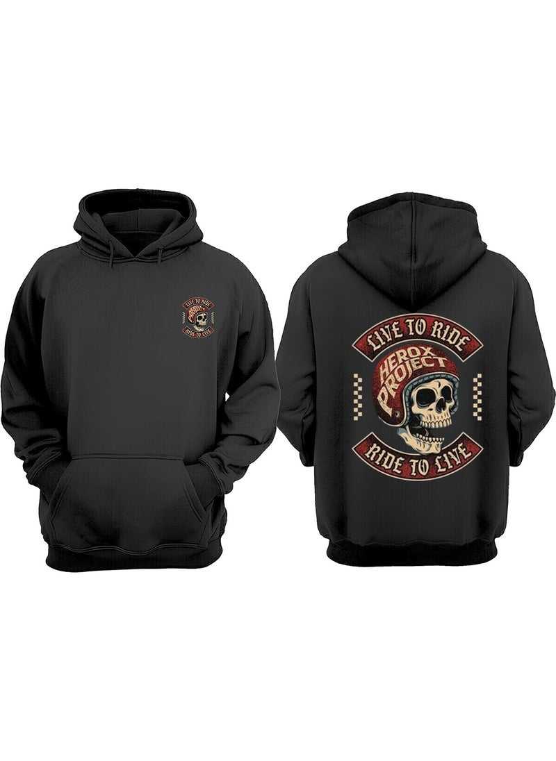 The Wert - Unisex Herox Project Design Front Back Printed Regular Fit Black Sweatshirt - Image 1