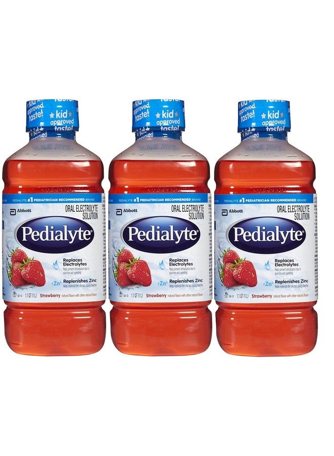 Pedialyte محلول إلكتروليت فموي بيداليتي - فراولة - 1 لتر (فراولة، 3 عبوات)